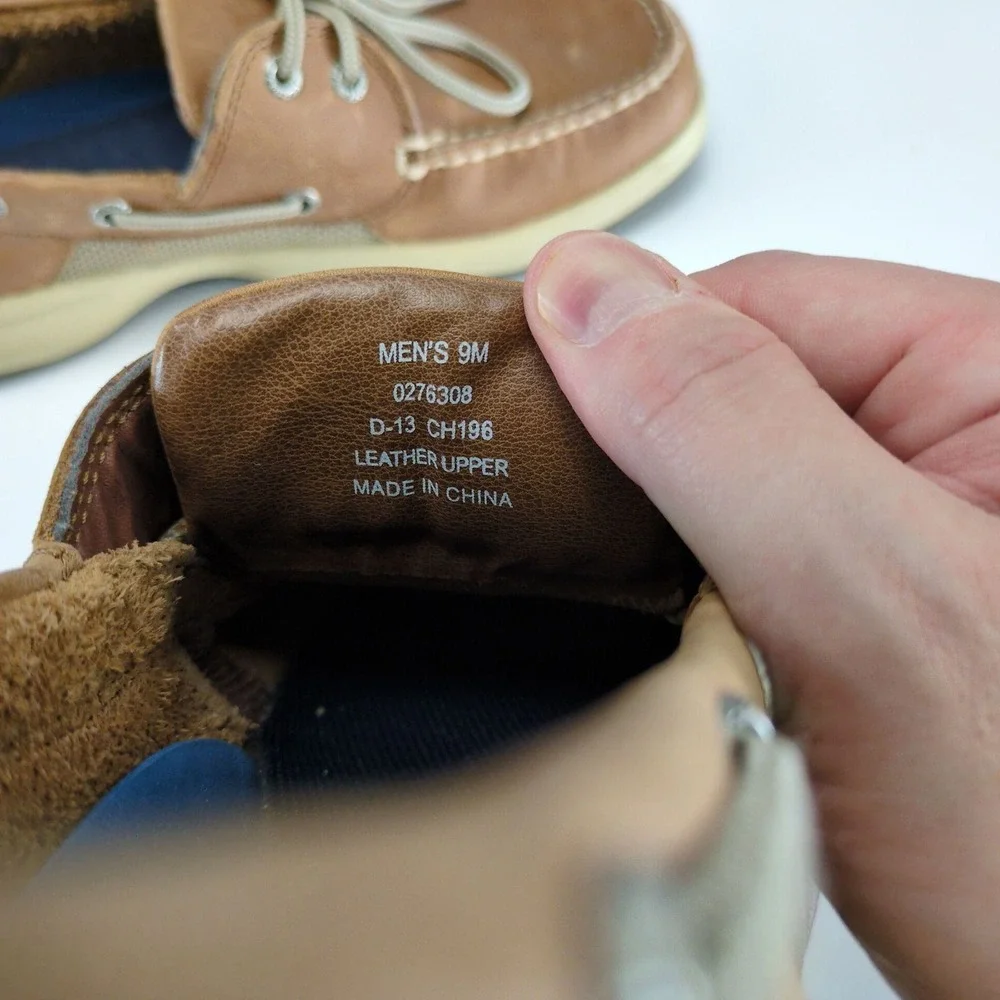 Sperry Top-Sider Boat Shoes Mens 9‎ Brown Leather Moccasin Toe, Casual Loafers